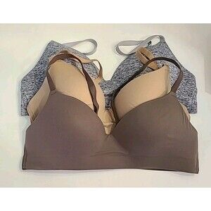 Lot 3 Soma Bras 36A Nude Taupe Gray Enbliss Wireless T Shirt Smooth Nylon Span